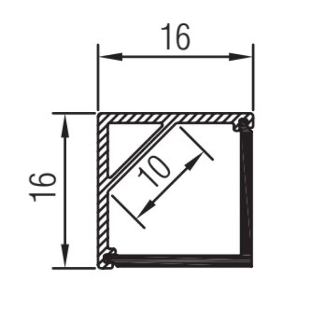 C-Line Eckprofil 16.0 x 16.0mm Skizze