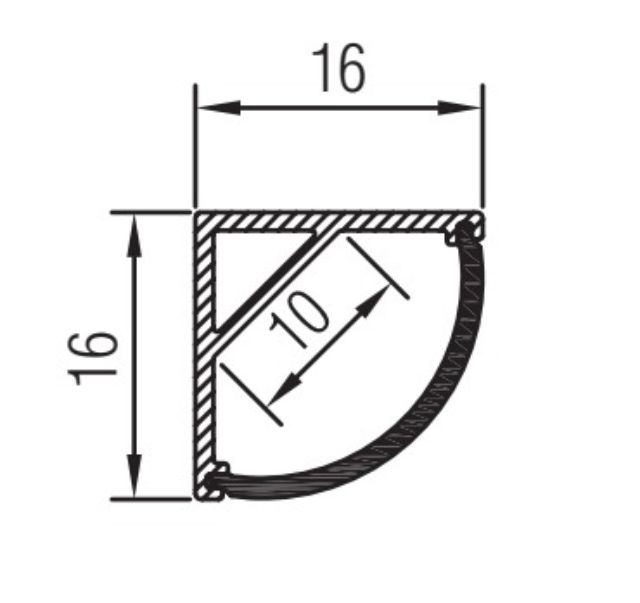 C-Line Eckprofil R 16.0 x 16.0mm Skizze