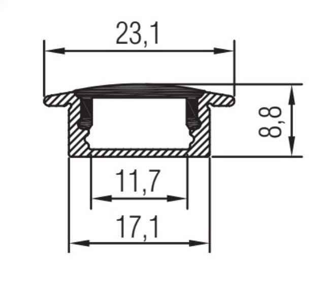 F-Line Einbau 17.1 x 8.8mm Skizze