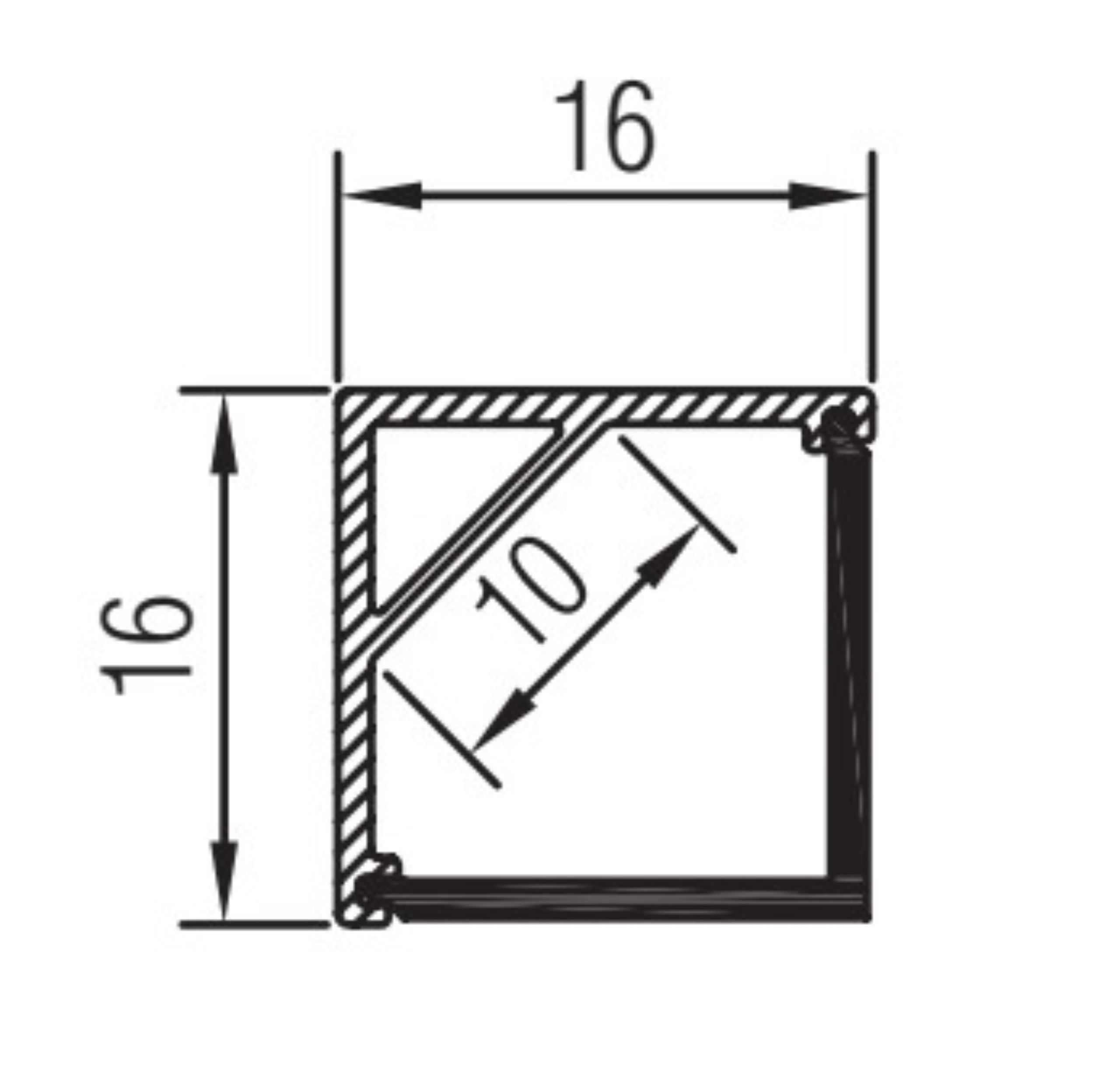 C-Line Eckprofil 16.0 x 16.0mm Skizze